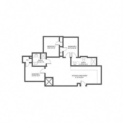 362-3 3 Bedroom at University Commons Apartments, Oakland, Pittsburgh